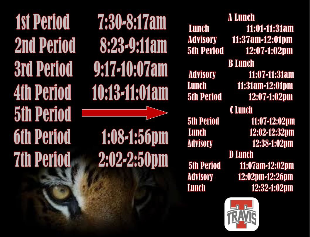 Travis High School Regular Bell Schedule